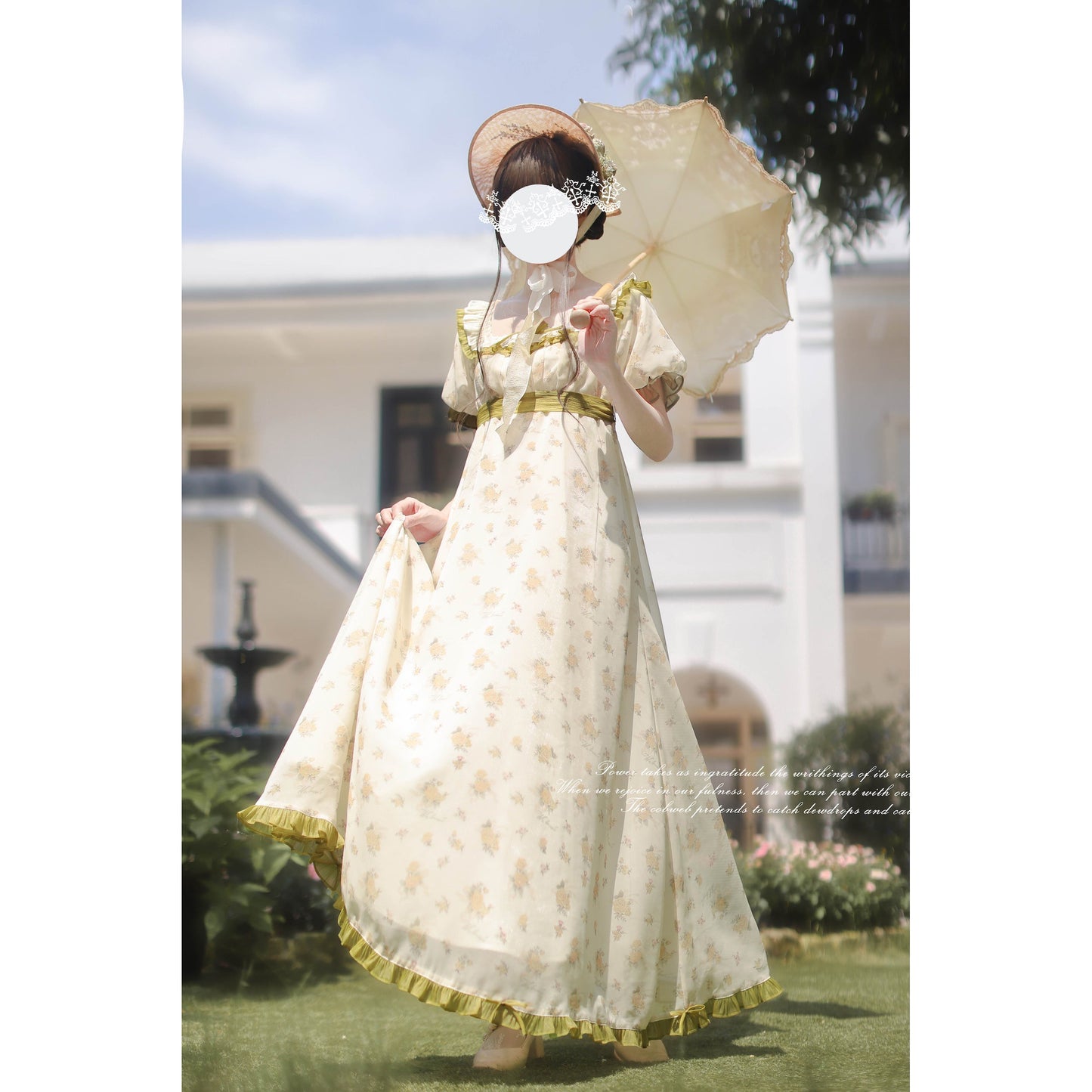 宮廷のお嬢様の花柄ロングワンピース