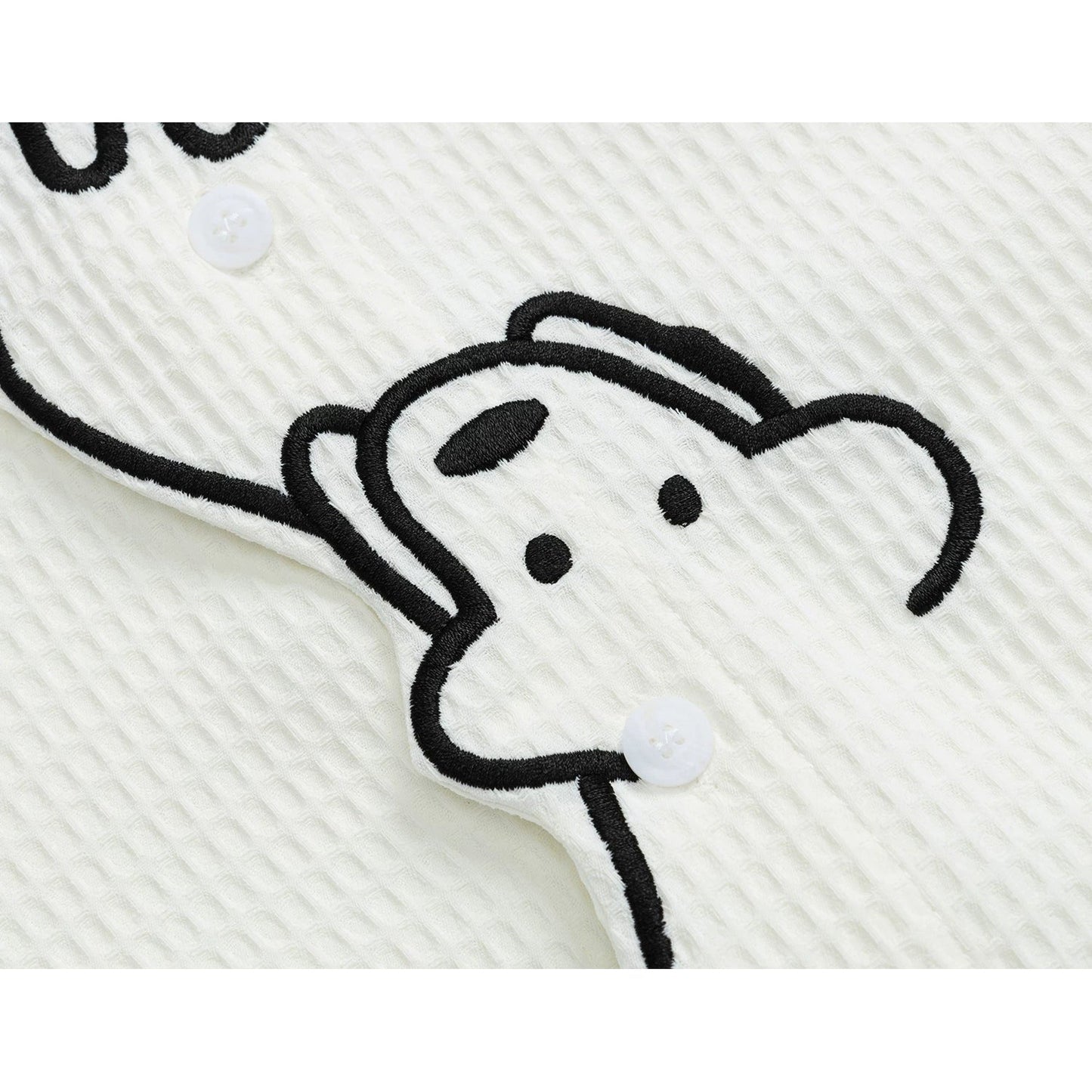 子犬の刺繍ブラウス - Milk White