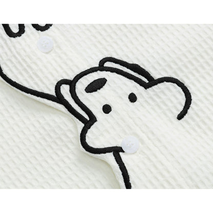 子犬の刺繍ブラウス - Milk White