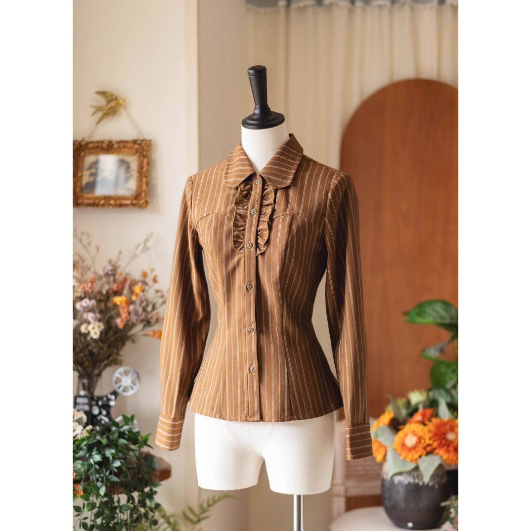 英国のお嬢様のブリティッシュブラウス - Brown