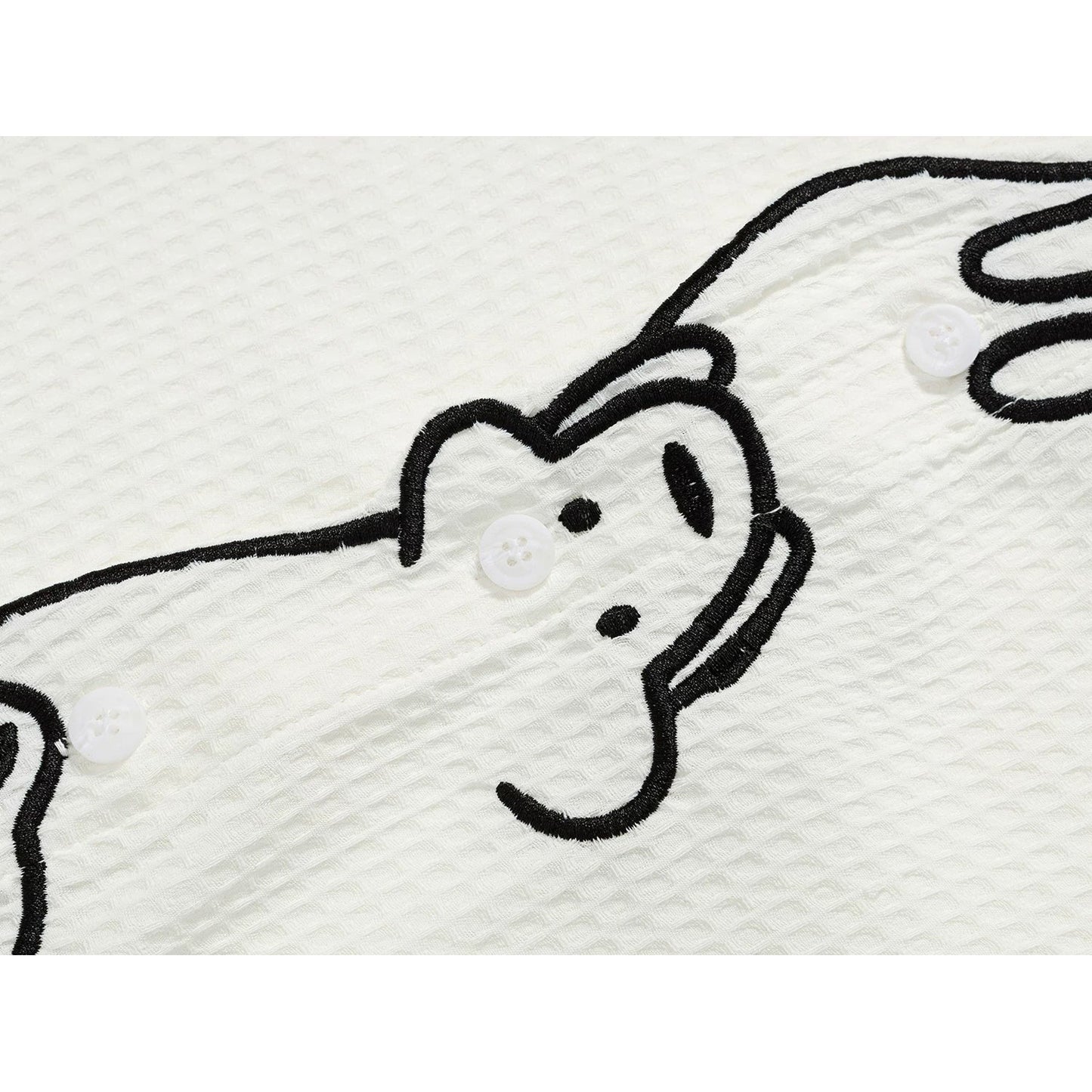 子犬の刺繍シャツ - Milk White
