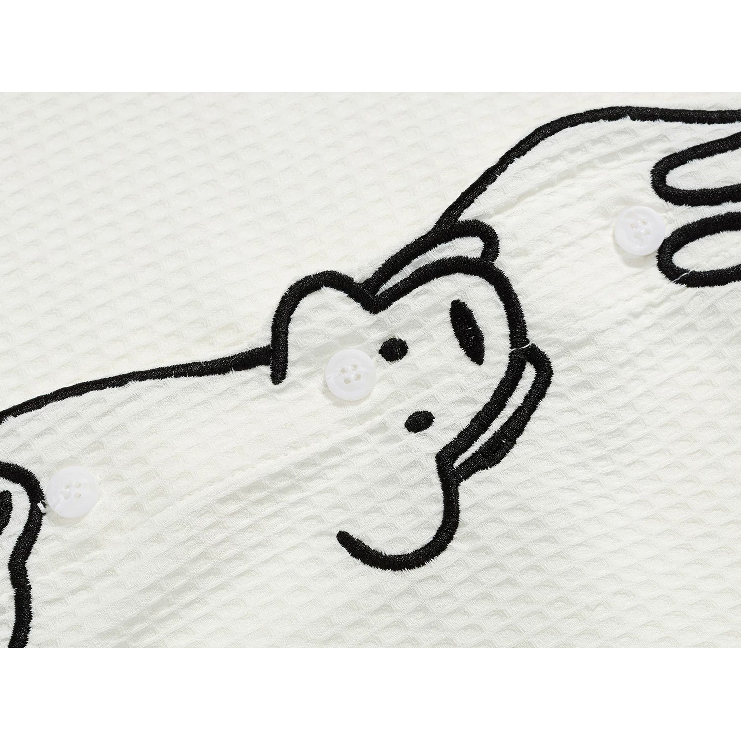 子犬の刺繍シャツ - Milk White