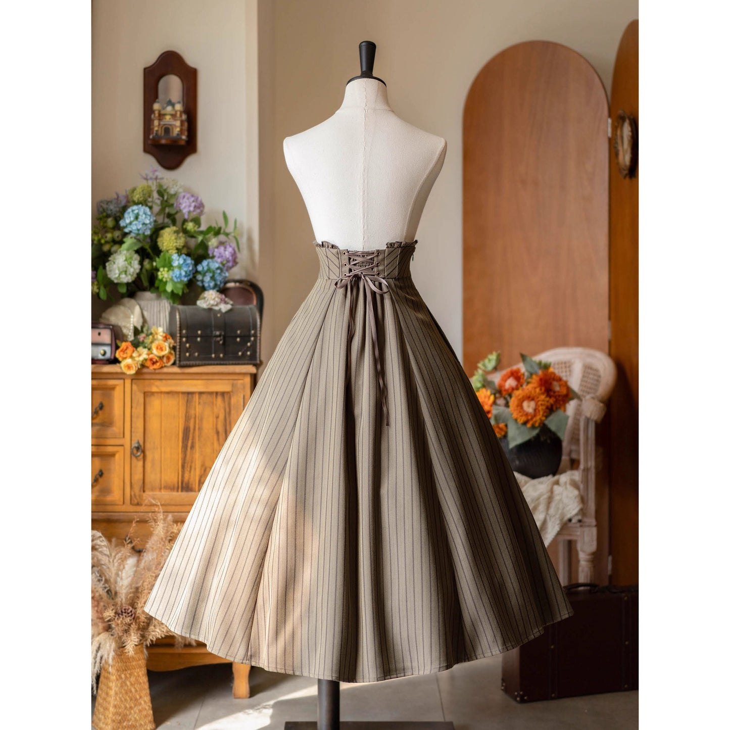 英国のお嬢様のコルセットスカート - Olive Drab