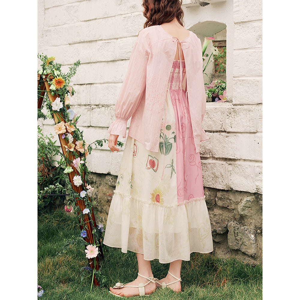 向日葵の花の描画キャミソールワンピース