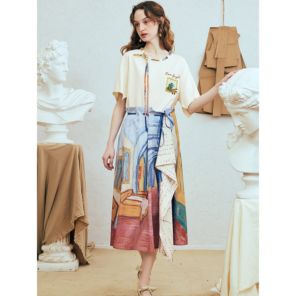 ファン・ゴッホの寝室の刺繍Tシャツ