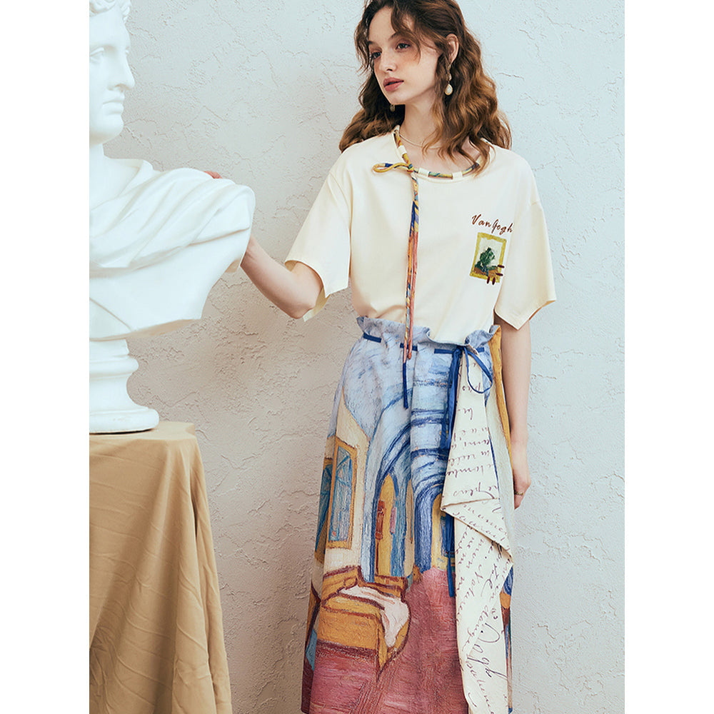 ファン・ゴッホの寝室の刺繍Tシャツ