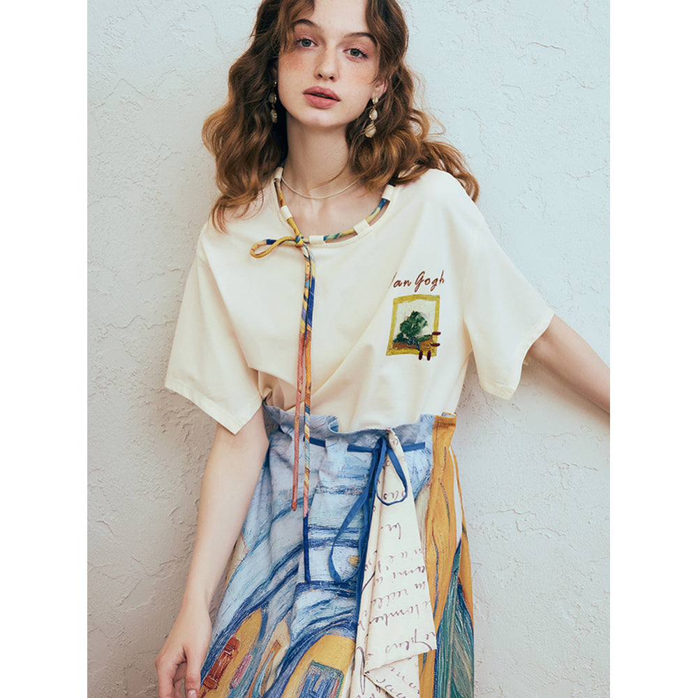 ファン・ゴッホの寝室の刺繍Tシャツ