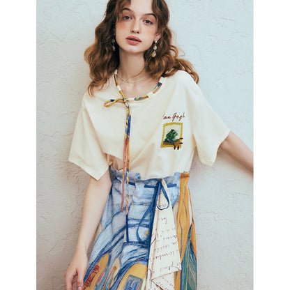 ファン・ゴッホの寝室の刺繍Tシャツ