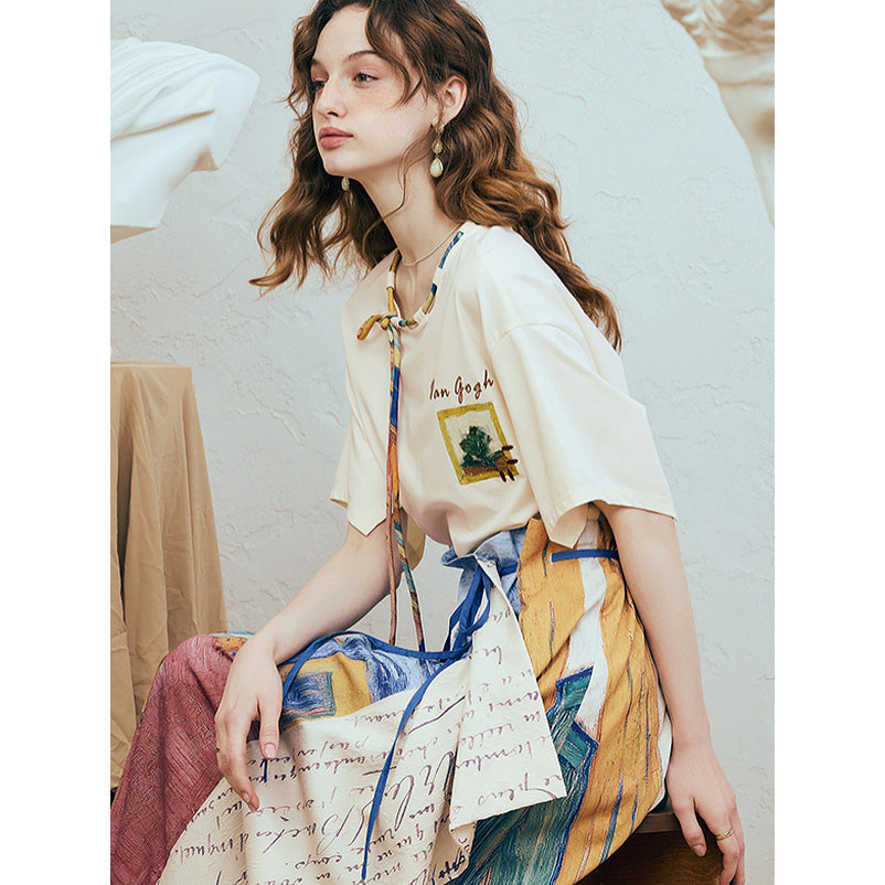 ファン・ゴッホの寝室の刺繍Tシャツ