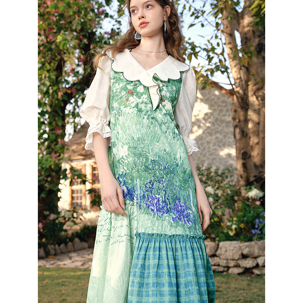 ドービニーの庭のパッチワークワンピース