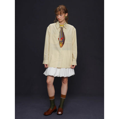 お魚の刺繍ネクタイ（ブルー×イエロー）