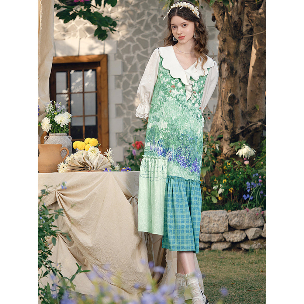 ドービニーの庭のパッチワークワンピース