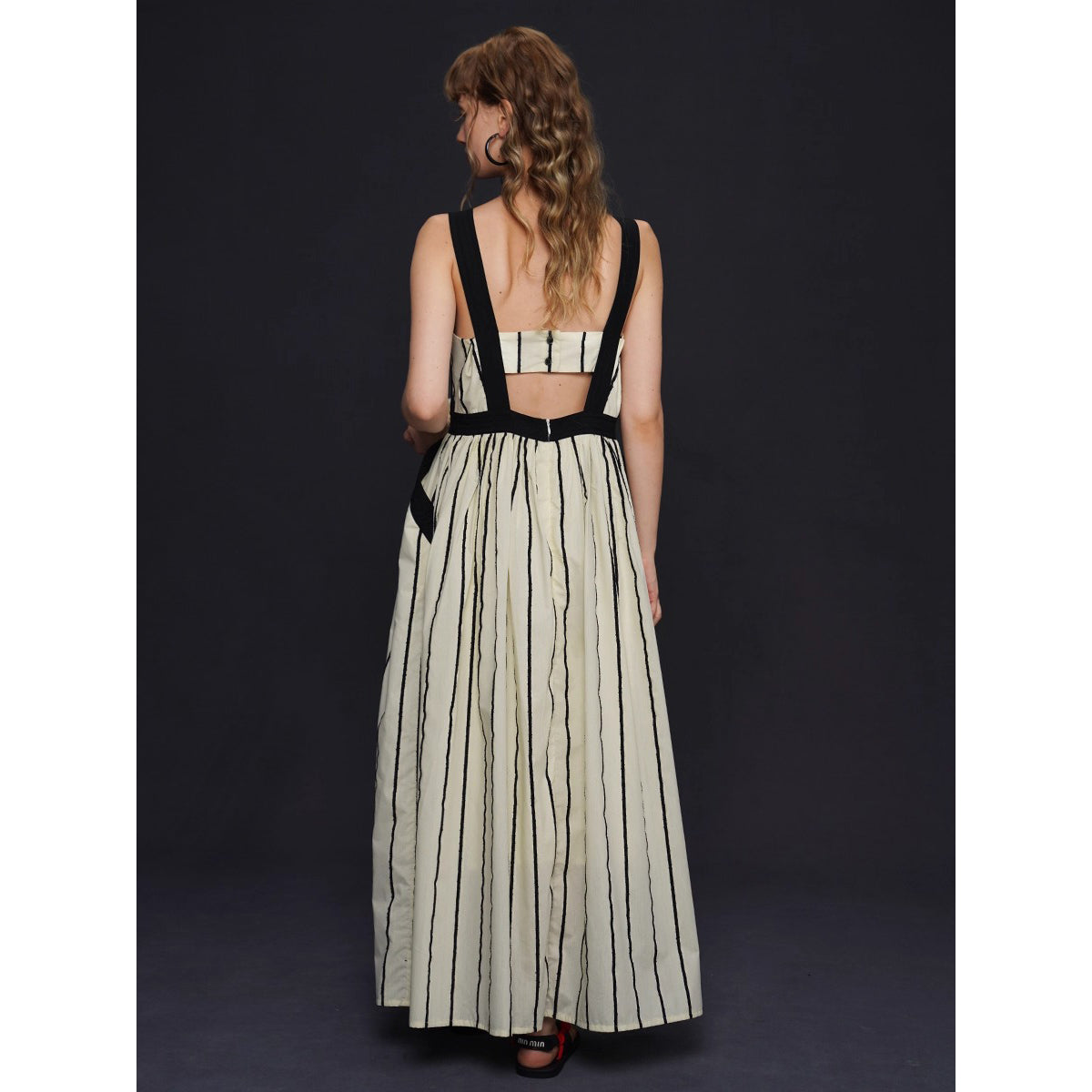 生成の縦縞ストライプワンピース