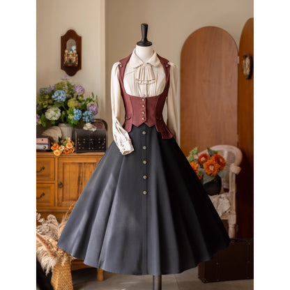 英国のお嬢様のヴィクトリアンスカート - Black