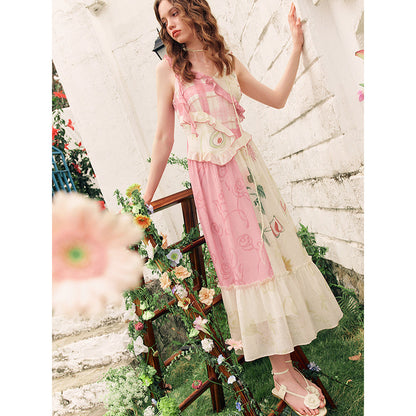 向日葵の花の描画キャミソールワンピース