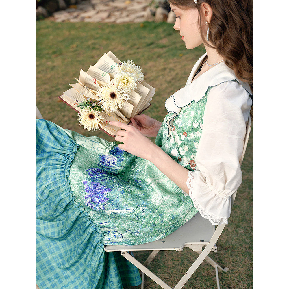 ドービニーの庭のパッチワークワンピース