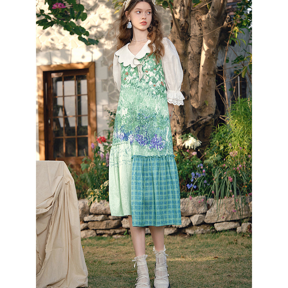 ドービニーの庭のパッチワークワンピース