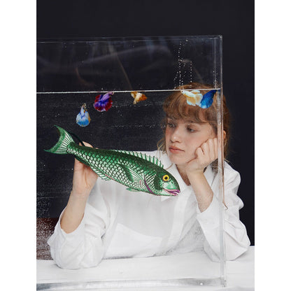 お魚の刺繍ネクタイ（グリーン）