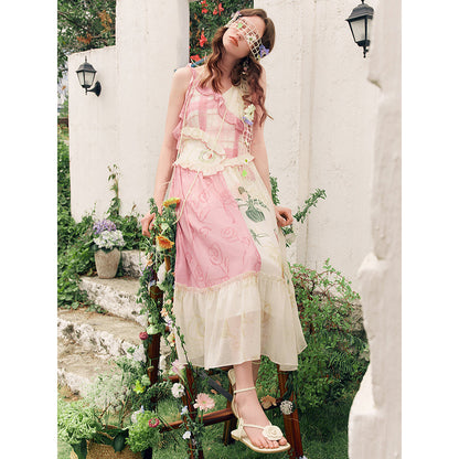 向日葵の花の描画キャミソールワンピース