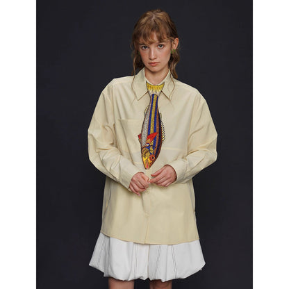 お魚の刺繍ネクタイ（ブルー×イエロー）