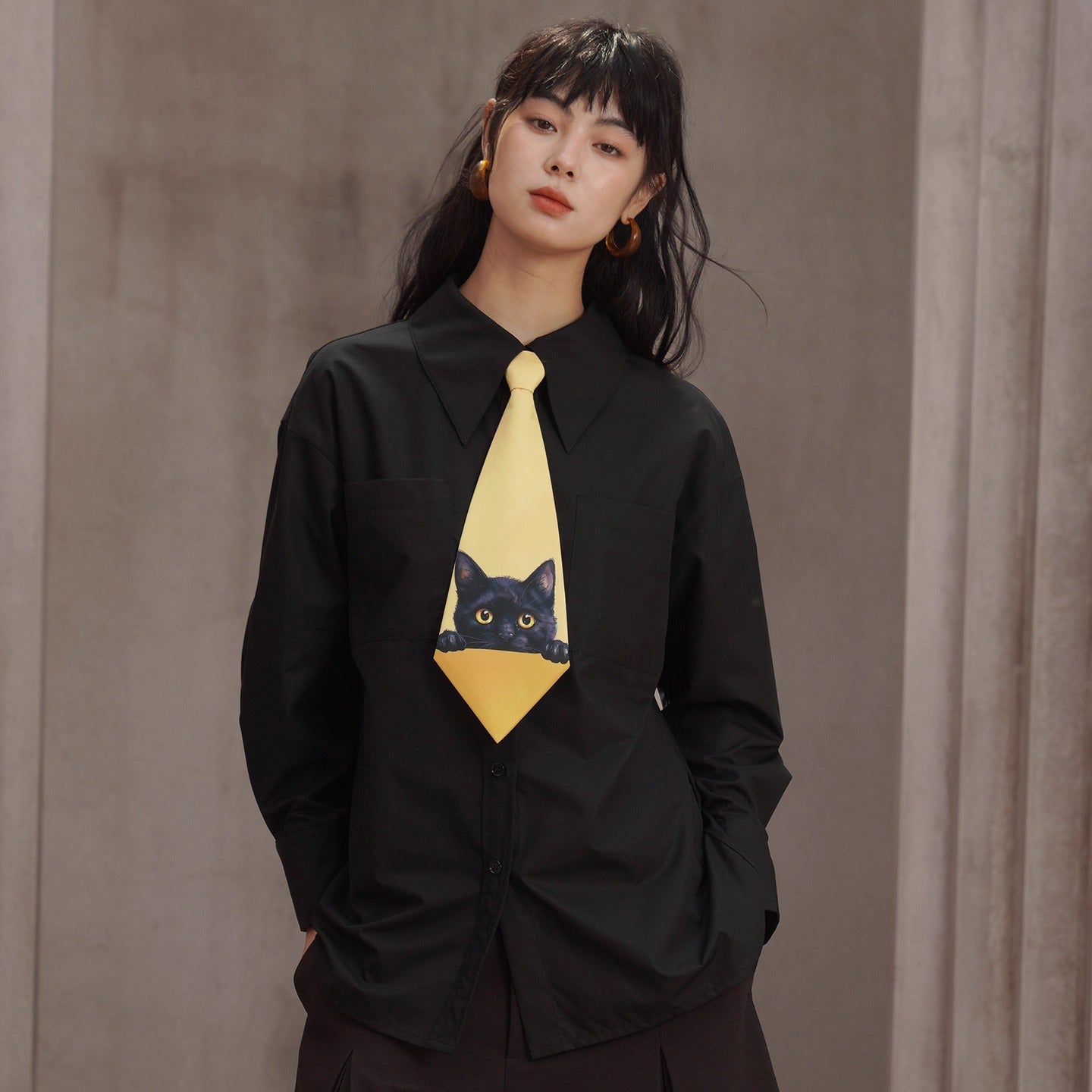 黒猫の挿絵ネクタイ