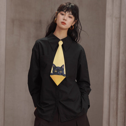 黒猫の挿絵ネクタイ