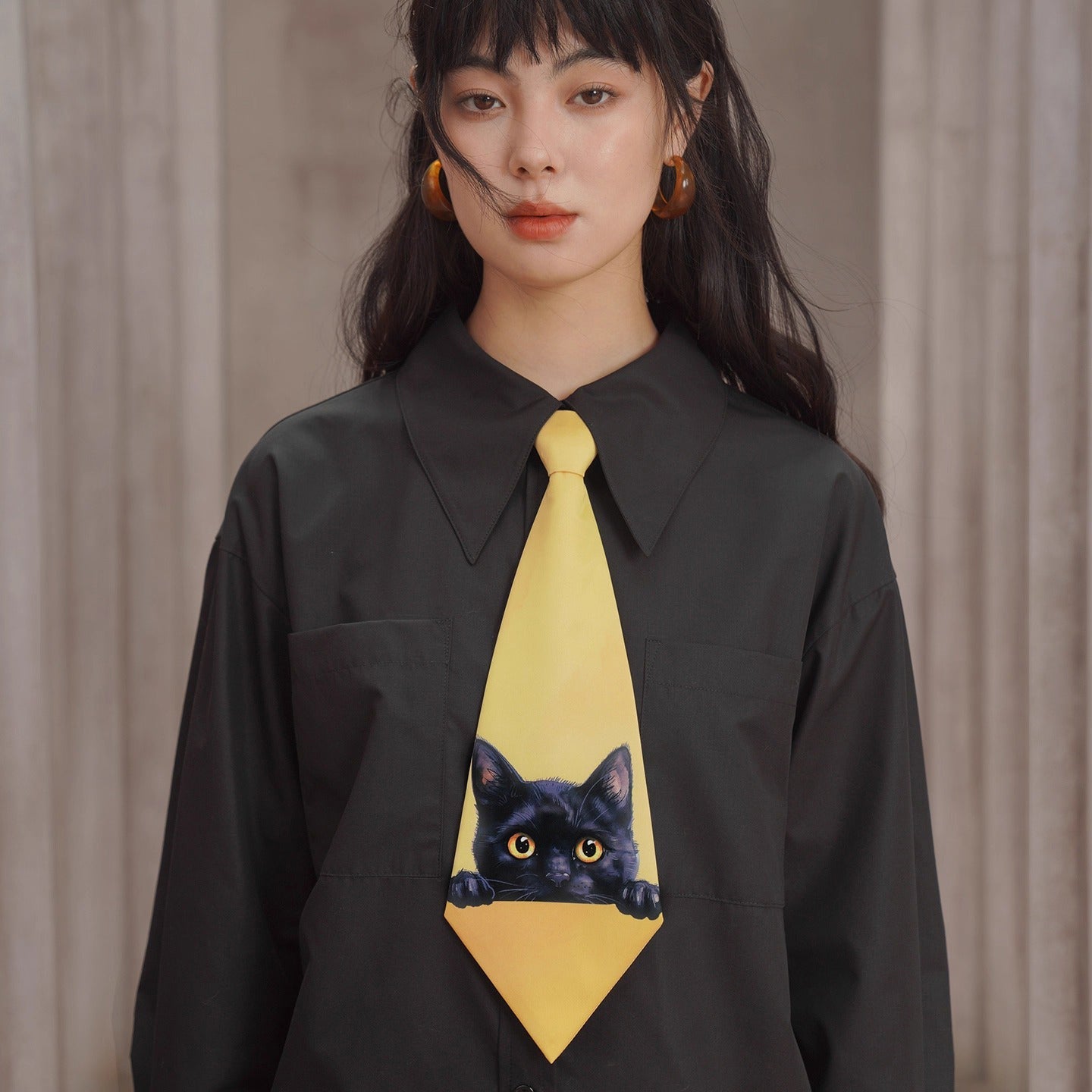 黒猫の挿絵ネクタイ