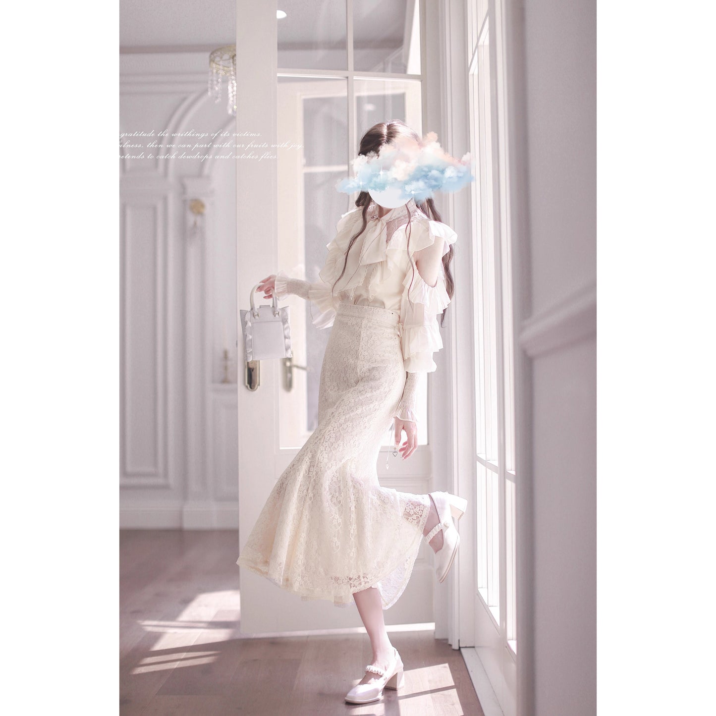 月光の令嬢のリボンブラウスとマーメイドスカート