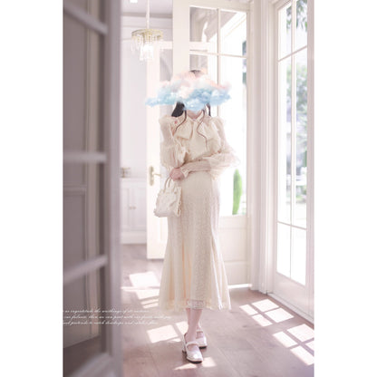 月光の令嬢のリボンブラウスとマーメイドスカート