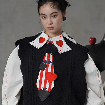 トランプのマークの刺繍ネクタイ - Stripe