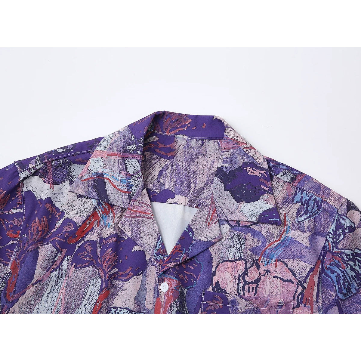 本紫の花の抽象画アートシャツ
