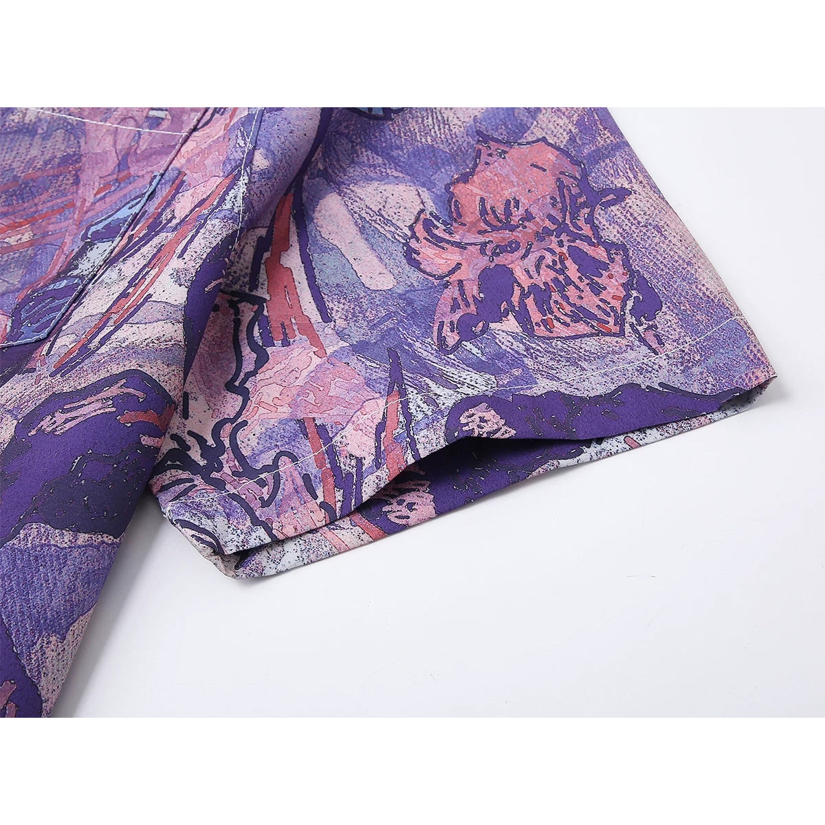 本紫の花の抽象画アートシャツ