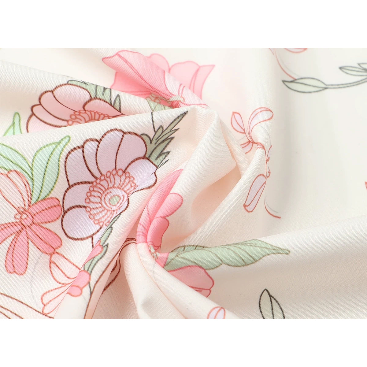 花と植物の挿絵シャツ - Pink / Mint Green