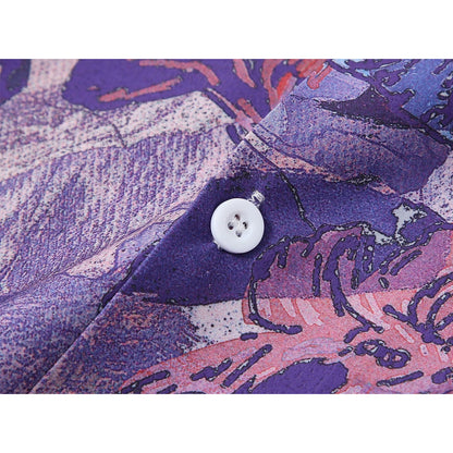 本紫の花の抽象画アートシャツ