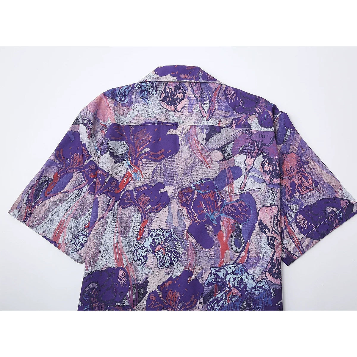 本紫の花の抽象画アートシャツ