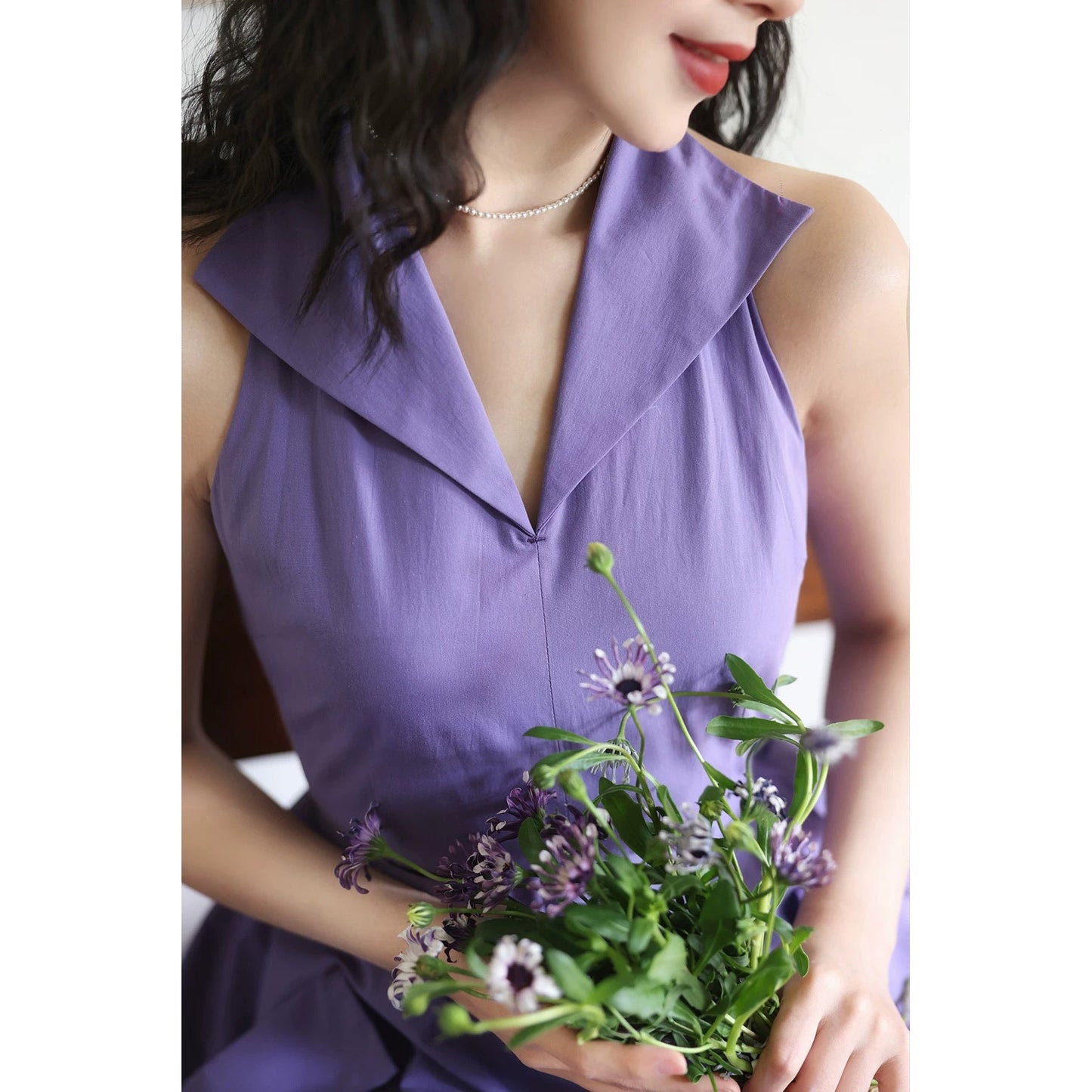 藤色の令嬢のクラシックワンピース