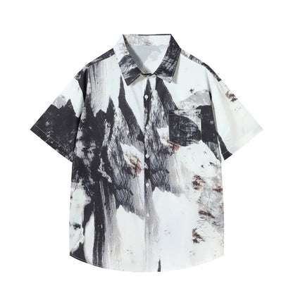 水墨の抽象画アートシャツ
