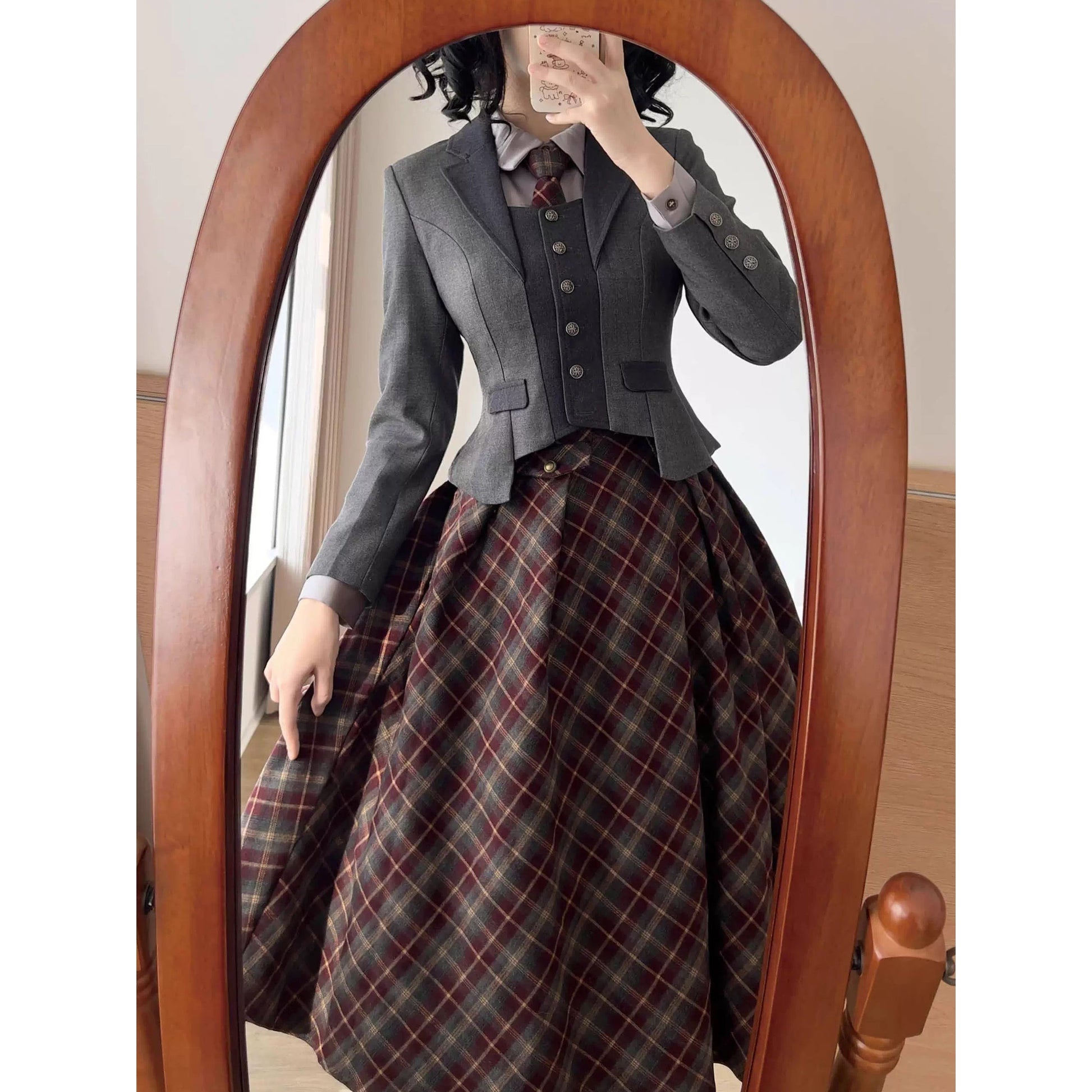 英国のお嬢様のクラシカルブラウス - Silver Gray