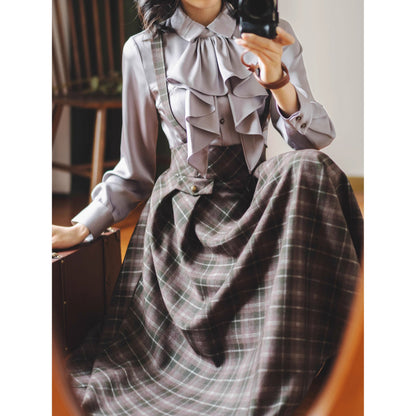 英国のお嬢様のクラシカルブラウス - Silver Gray