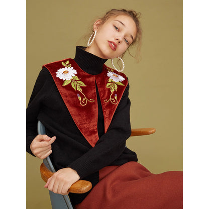 花絵の刺繍付け襟