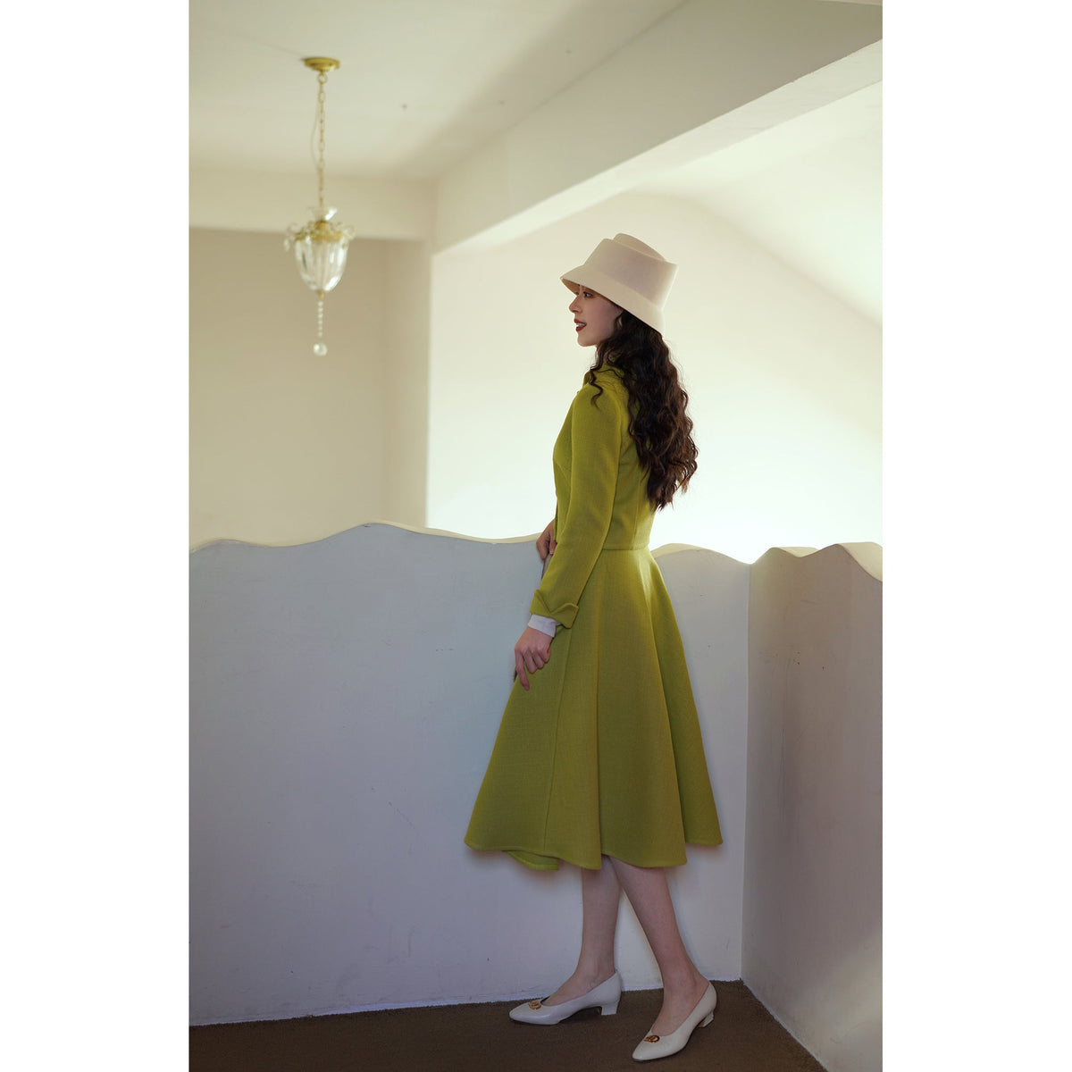 銀幕女優のクラシックジャケットとアンブレラスカート - Spring Green