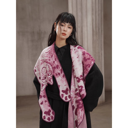 豹の挿絵ニットストール