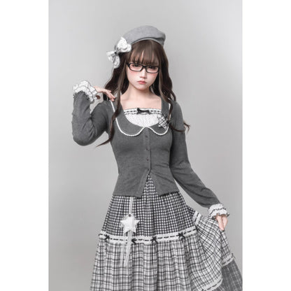 書斎のお嬢様のドッキングトップスとティアードスカート