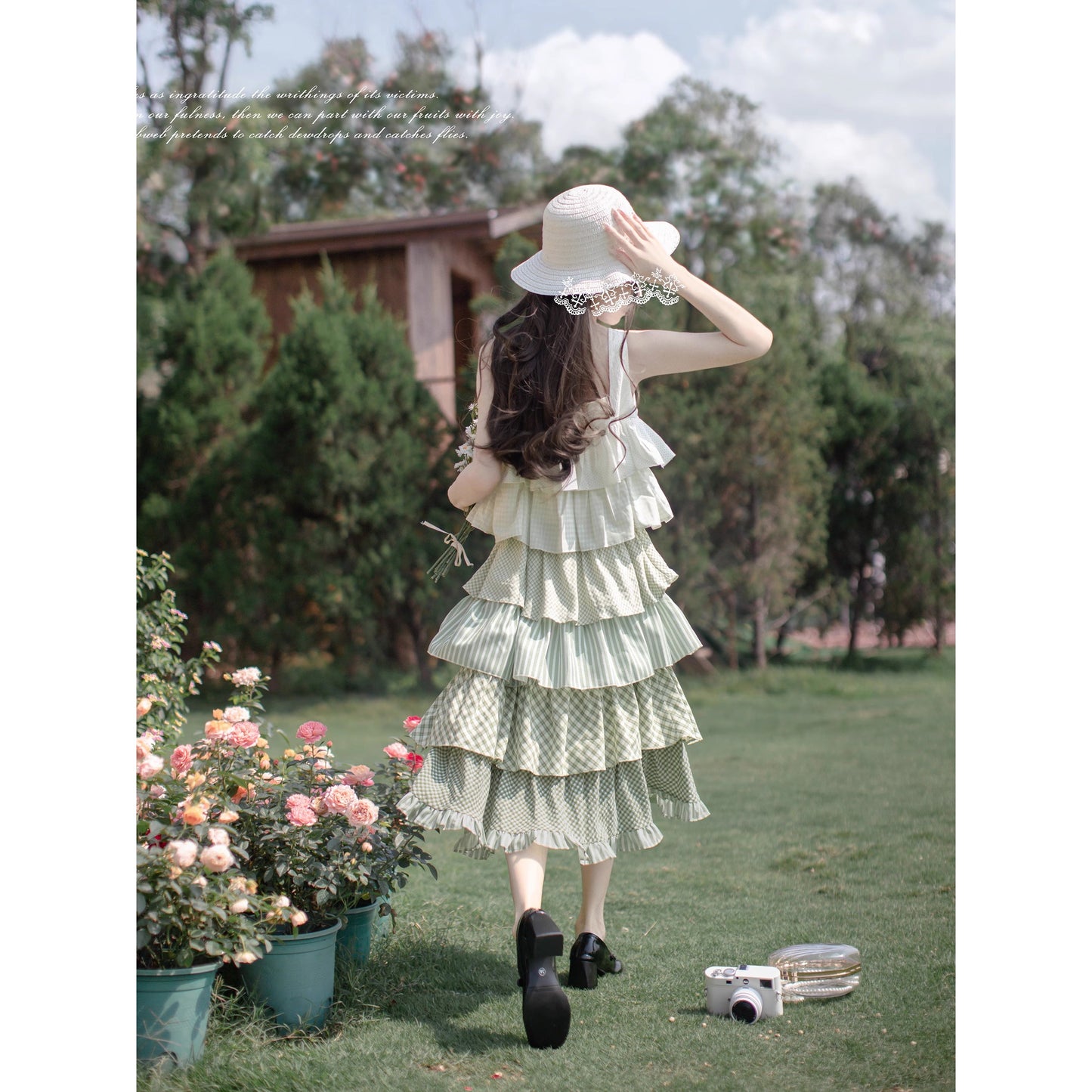 新緑の森のお嬢様のティアードワンピース