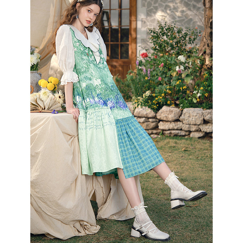 ドービニーの庭のパッチワークワンピース