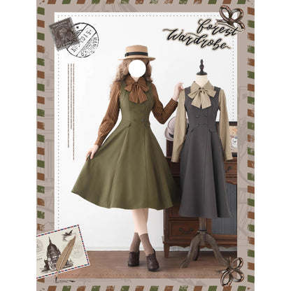 英国のお嬢様のブリティッシュジャンパースカート - Moss Green