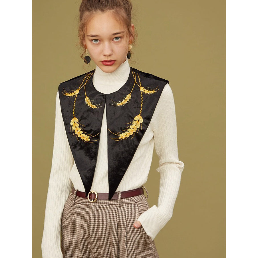 黄金の麦の刺繍付け襟