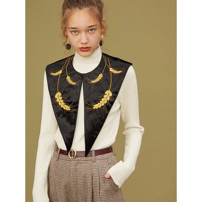 黄金の麦の刺繍付け襟