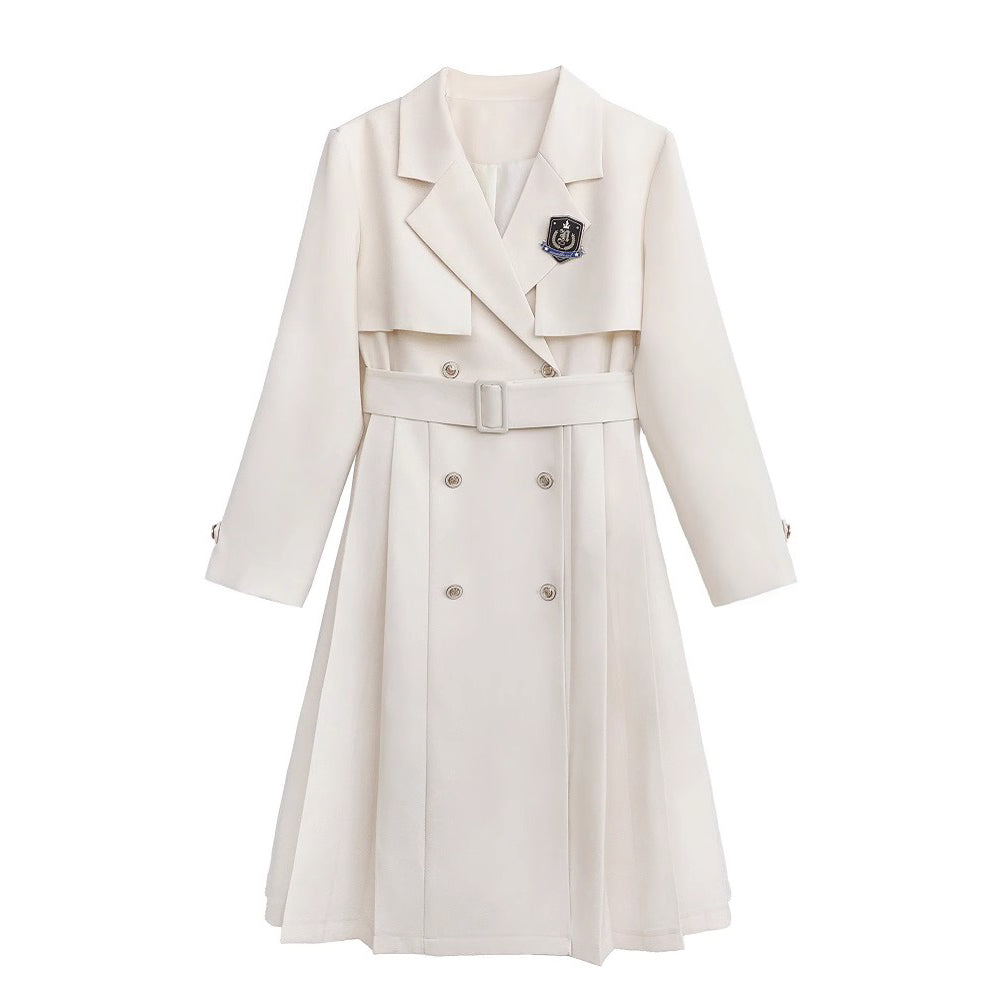 文学令嬢のトレンチコートとブラウスとプリーツスカート - Ivory Trench