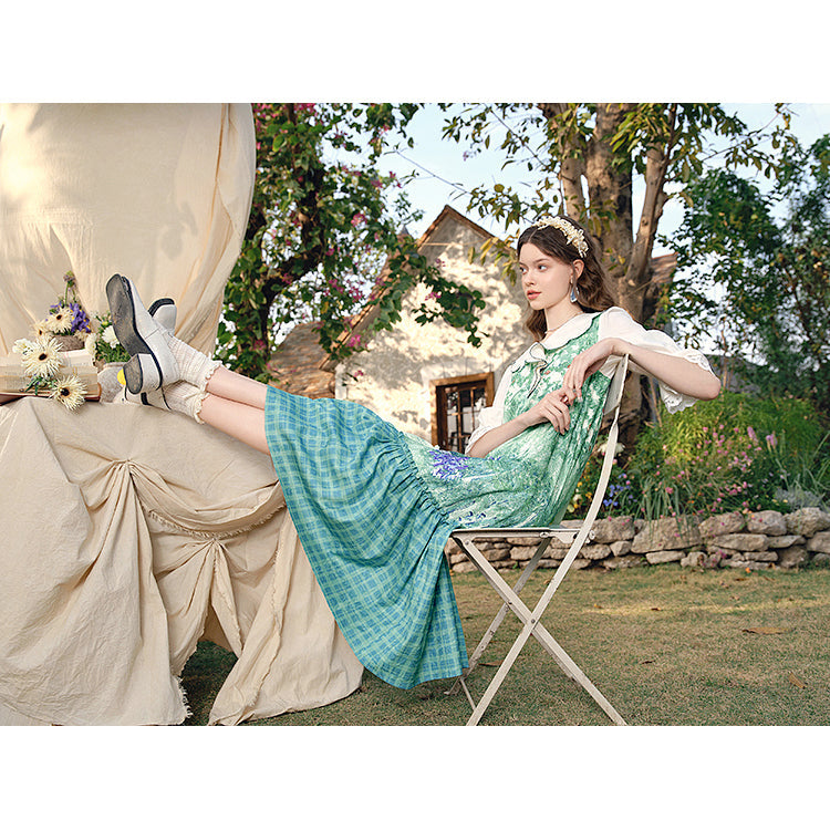 ドービニーの庭のパッチワークワンピース